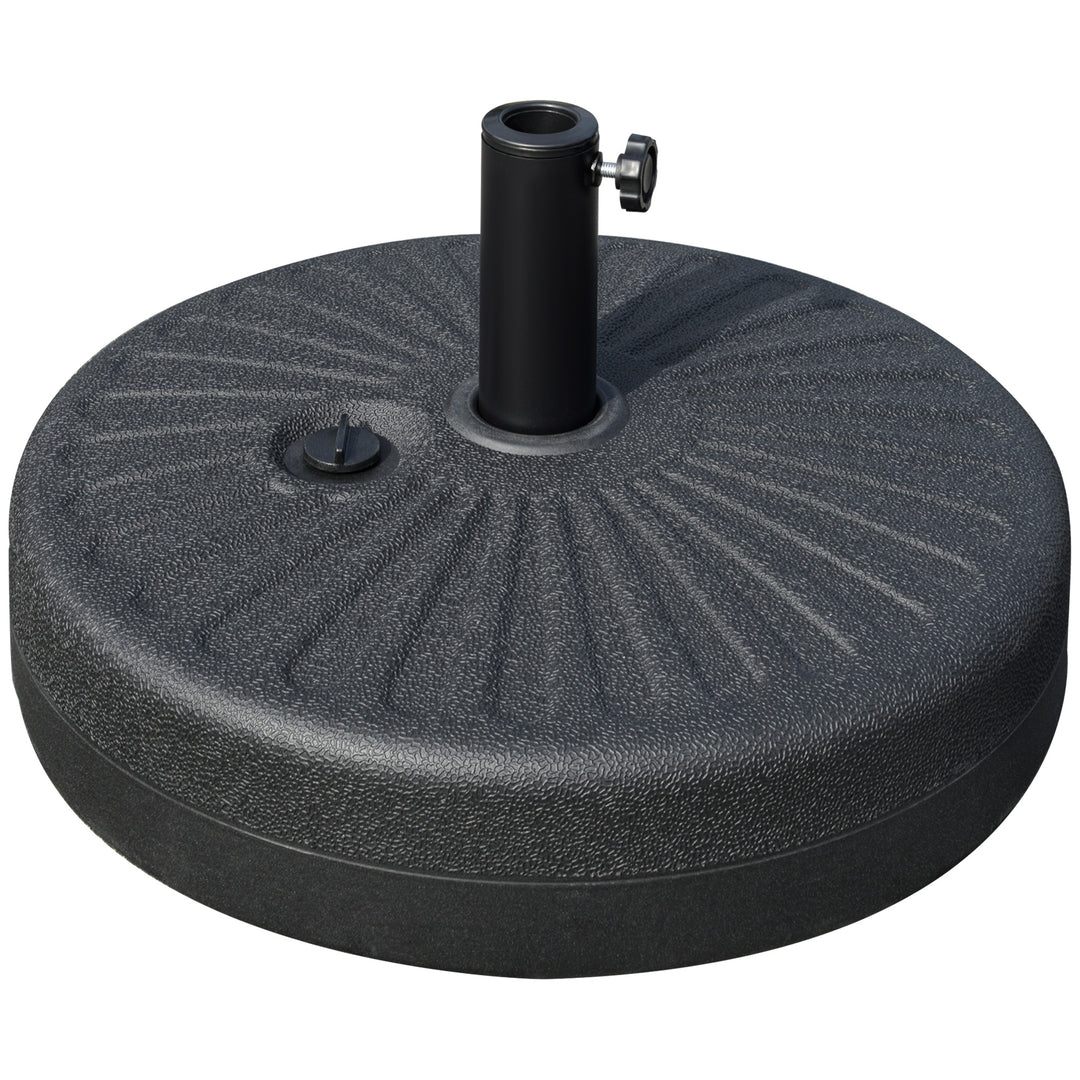 Parasolfod 22 kg, rund parasolfod, parasolholder, parasolvægt, fod til parasoller med 38/48 mm rørdiameter, til altan, terrasse, have, sort