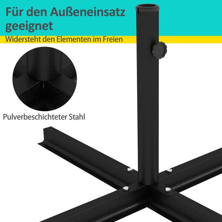 Parasolstativ, parasolfod, krydsfod, vejrbestandig, 100 x 100 x 75 cm, sort