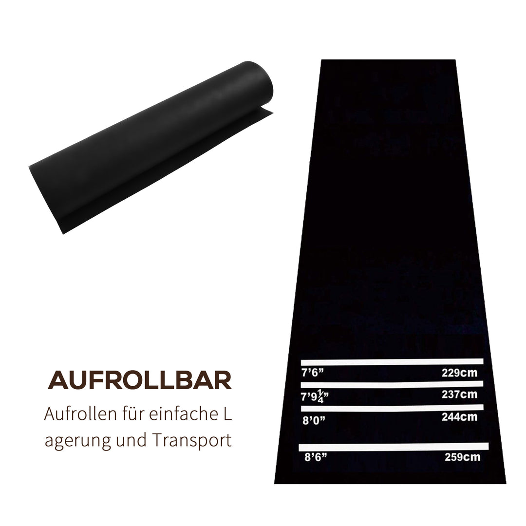 Dartmåtte 300 x 61 cm oche tæppemåtte med softdart steeldart skridsikker dart tæppe dart måtte dart tilbehør til gulvbeskyttelse