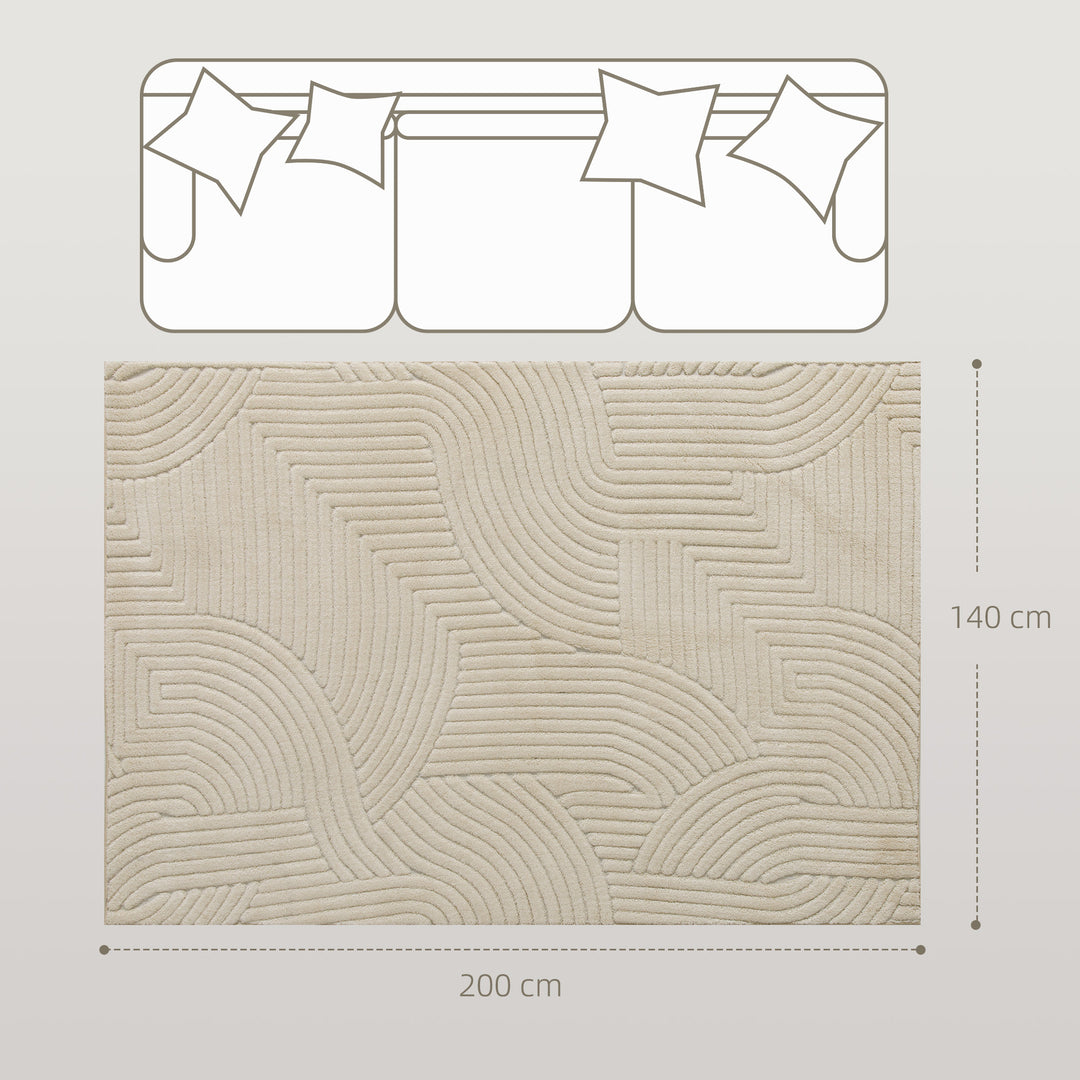 Maskinvævet tæppe, 15 mm højt, alsidigt, skridsikkert, cremehvidt