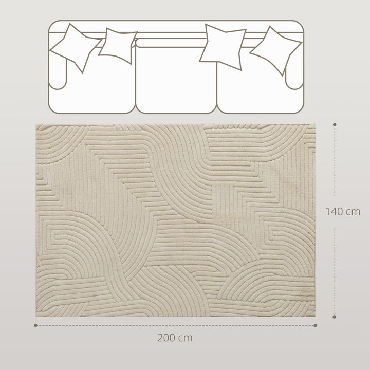 Maskinvævet tæppe, 15 mm højt, alsidigt, skridsikkert, cremehvidt