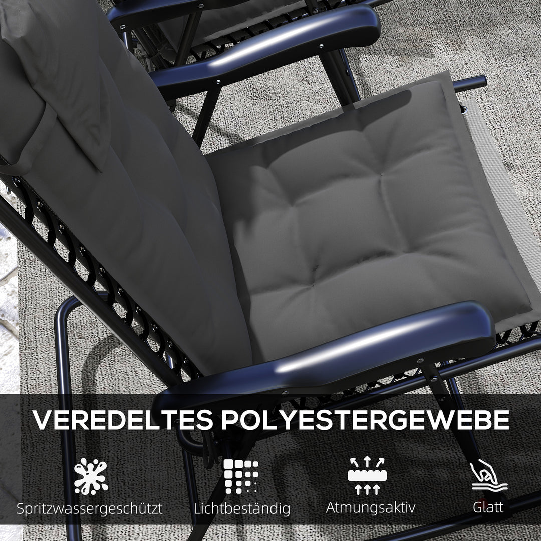 Sæt med 2 hynder til liggestol, vandafvisende hynde til haveliggestol, hynde 50x116x5 cm, mørkegrå