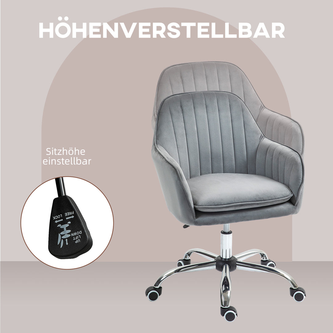 Skrivebordsstol højdejusterbar kontorstol drejelig hjemmekontorstol med ryg og armlæn grå