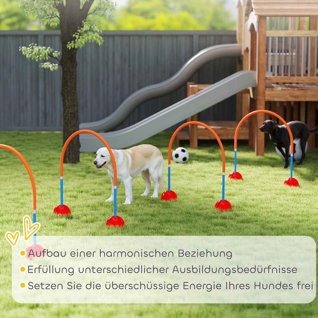 4-Delt agilitytræningsudstyr til hunde med 4 justerbare døre og bæretaske til haven, blå