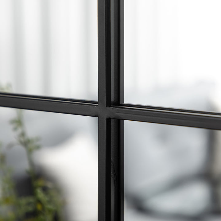 Vægspejl, vinduesdesign, entrespejl, metalramme, 70x50 cm, sort