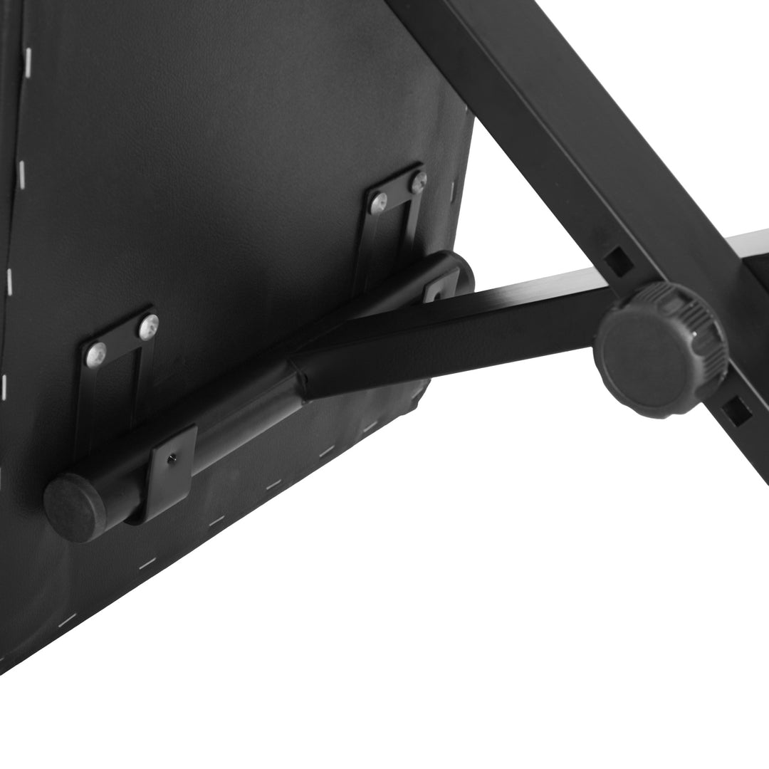 Højdejusterbar klaverstol, X-formet klaverbænk med kunstlæderhynde, foldbar klaverstol til klaver og keyboard, 39 x 29 x 37-47 cm, sort