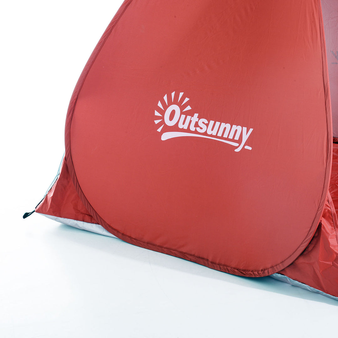 Pop-up telt, strandtelt, campingtelt, polyester, 200 x 150 x 119 cm, rød