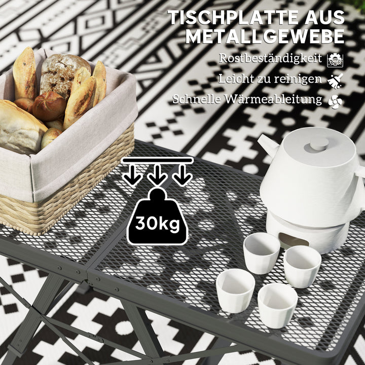 Campingbord højdejusterbart klapbord med metalgitter, foldbart lavet af aluminium