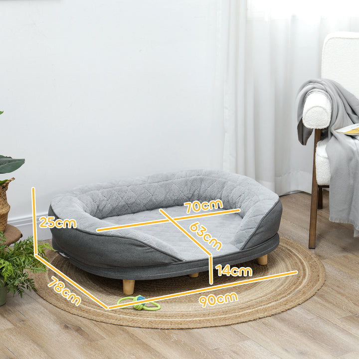 Hundeseng til hunde op til 25 kg, aftageligt betræk, skridsikre fødder, 90 x 78 x 25 cm, grå