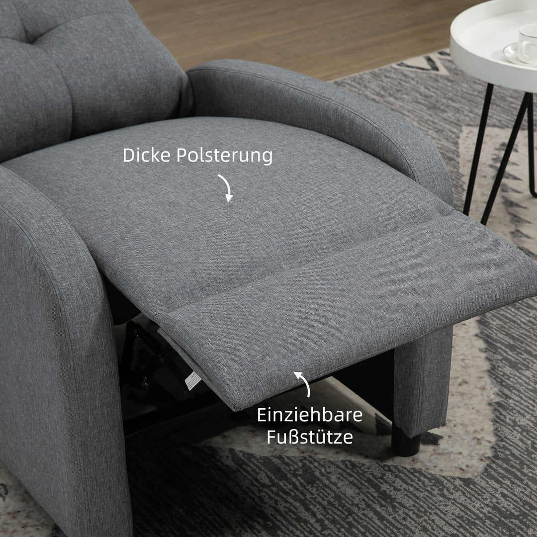 Lænestol med lænefunktion, udtrækkelig fodstøtte, pocketfjederkerne, op til 150 kg, grå