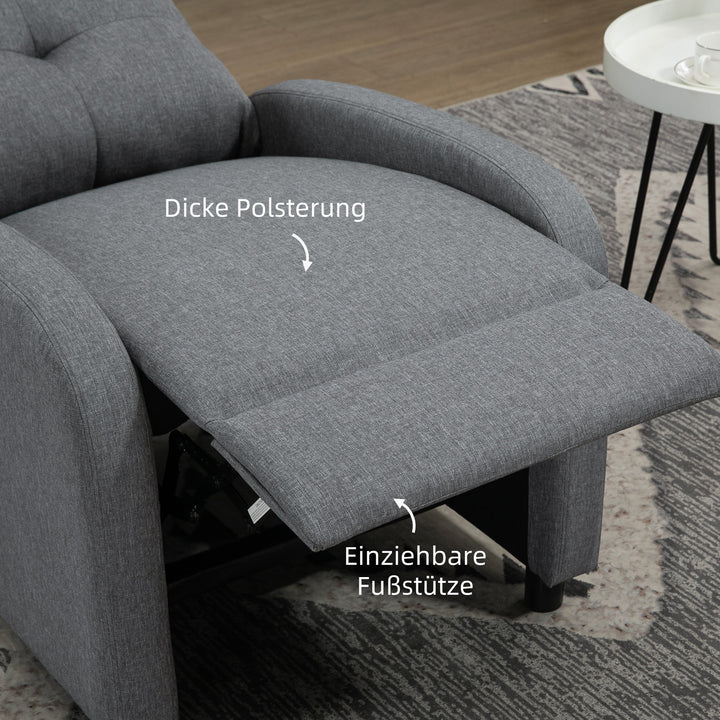 Lænestol med lænefunktion, udtrækkelig fodstøtte, pocketfjederkerne, op til 150 kg, grå