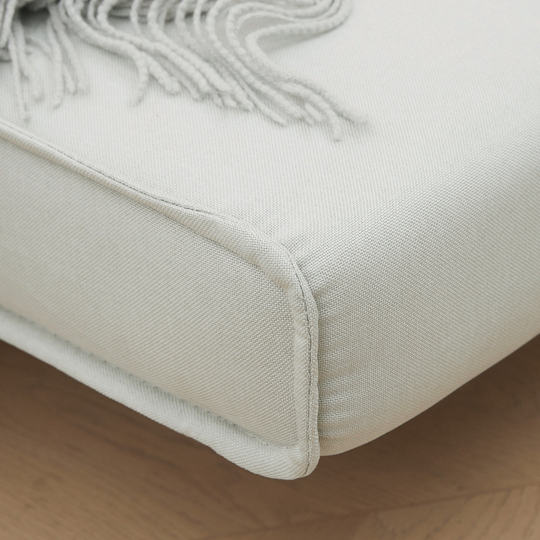 Enkelt sovesofa sovesofa foldsofa justerbar ryglæn liggestol nordisk skandinavisk 25d skum hushør imiteret grantræ cremehvid 94 x 78 x 80 cm