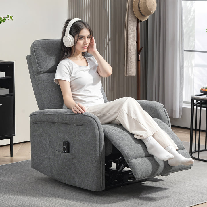 Massagestol med fjernbetjening, 8 massagepunkter, lændevarme, usb-port, sidelomme, polstret stol, grå