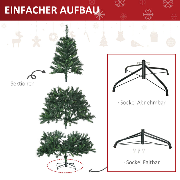 Kunstigt juletræ 180 cm, kunstigt grantræ med LED-belysning, kugler, juletræ med 745 spidser, juledekoration inklusive metalfod til indendørs brug