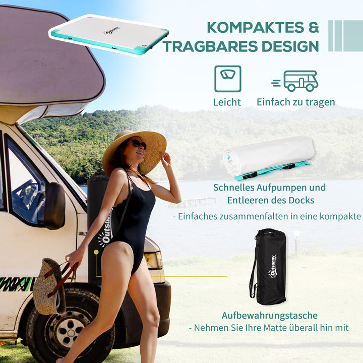 Luftmadras pool foldbar svømmeø oppustelig vandhængekøje skridsikker vandmadras poollegetøj til voksne svømmeø til pool sø 304 x 204 x 15 cm