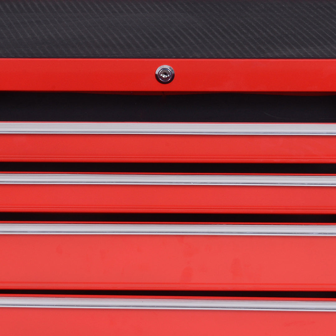 Værktøjsvogn, 2 små og 5 store skuffer, stål, op til 150 kg, 69 x 33 x 75 cm, rød
