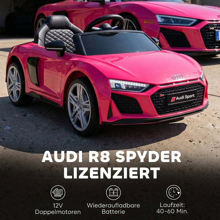 Elbil til børn Audi R8 12V fjernbetjening til børnebil lyserød
