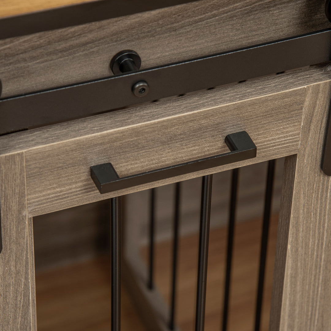 Hundebur med 2 døre, transportkasse til hunde, rustikt design, låsbar, brun