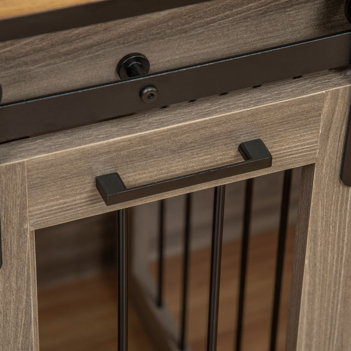 Hundebur med 2 døre, transportkasse til hunde, rustikt design, låsbar, brun