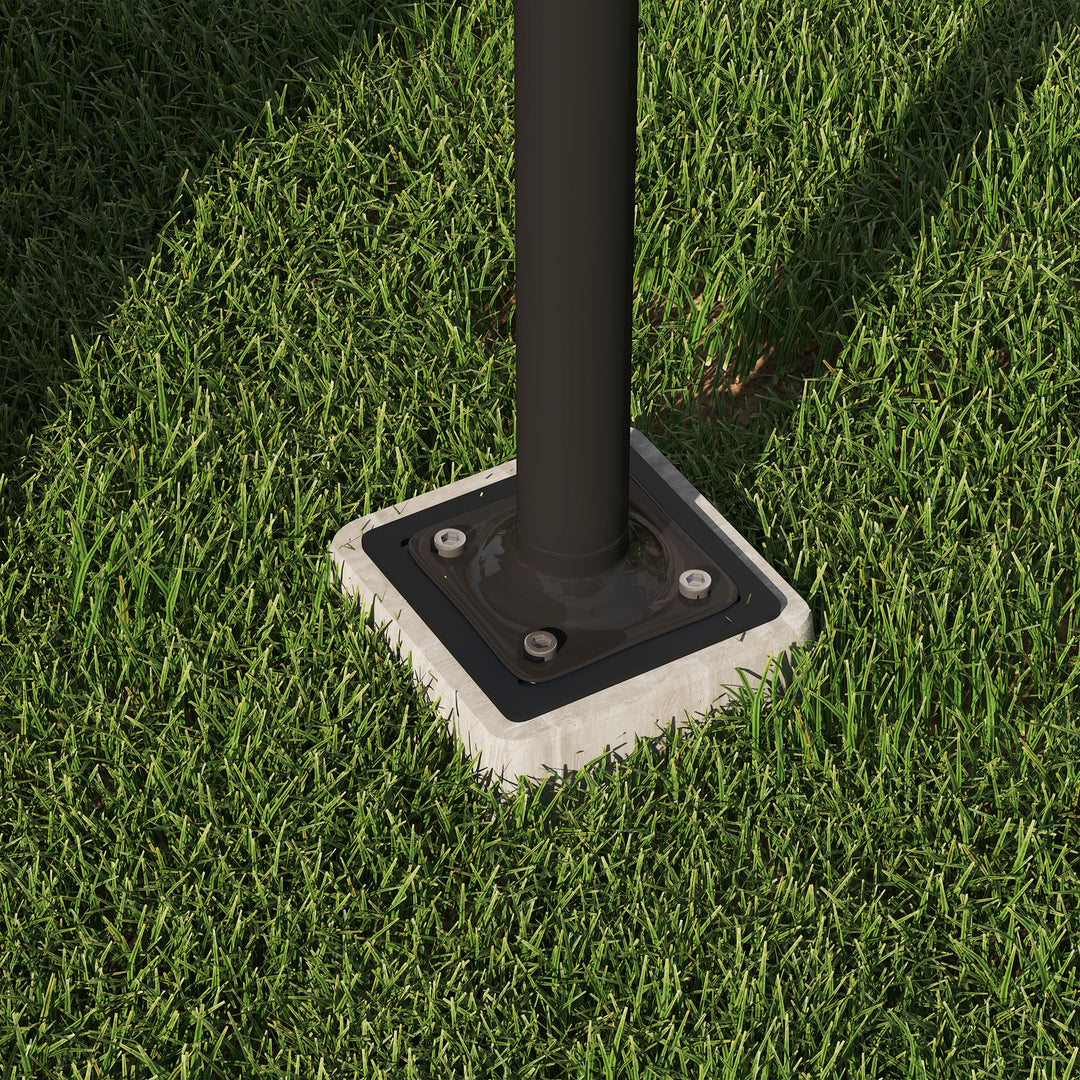 Paraplystativ, parasolfod, jordholder til parasoller, fast installation, metal, mørkegrå