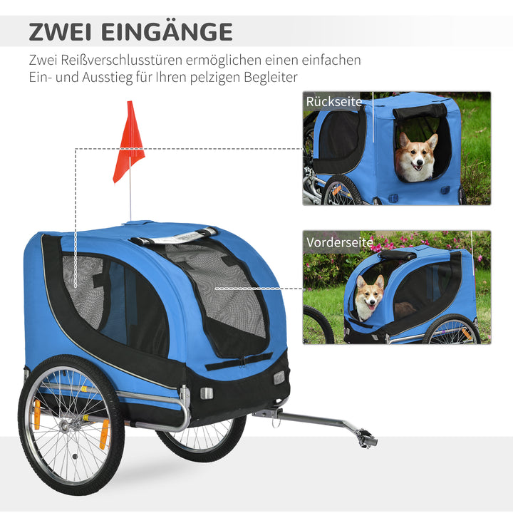 Cykeltrailer op til 20 kg, universalkobling, sikkerhedsanker, reflektor, stål, blå+sort