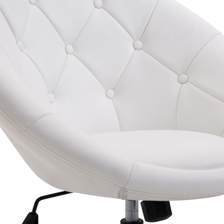 Arbejdsskammel drejeskammel kontorstol forkromet højdejusterbar, kunstlæder + stål, sort/hvid, 71x59x78-90cm (hvid)