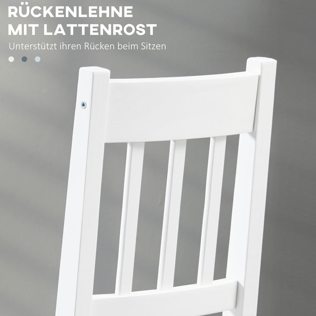 Sæt med 2 spisestuestole/køkkenstole, massivt træ, 41 cm x 46,5 cm x 85,5 cm, hvid