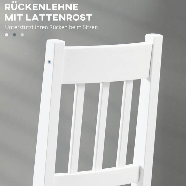 Sæt med 2 spisestuestole/køkkenstole, massivt træ, 41 cm x 46,5 cm x 85,5 cm, hvid