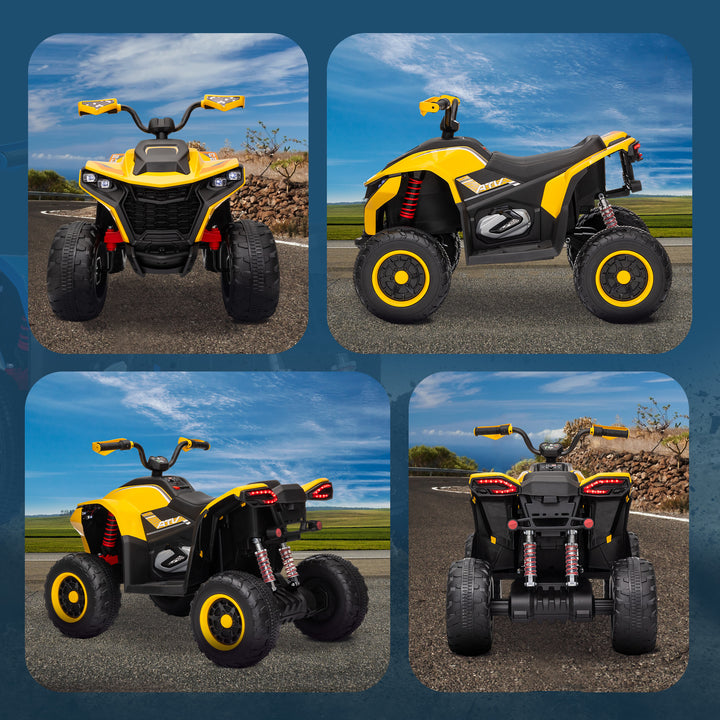 Elektrisk ATV til børn, 3-6 km/t, LED-forlygter, musik, USB, til alderen 3-8, gul