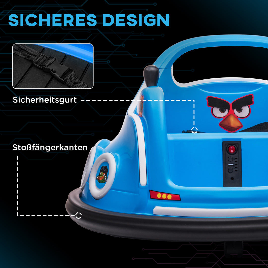 Børne-kofangerbil, 360° rotation, til 3-5 år, med fjernbetjening, musik, blå