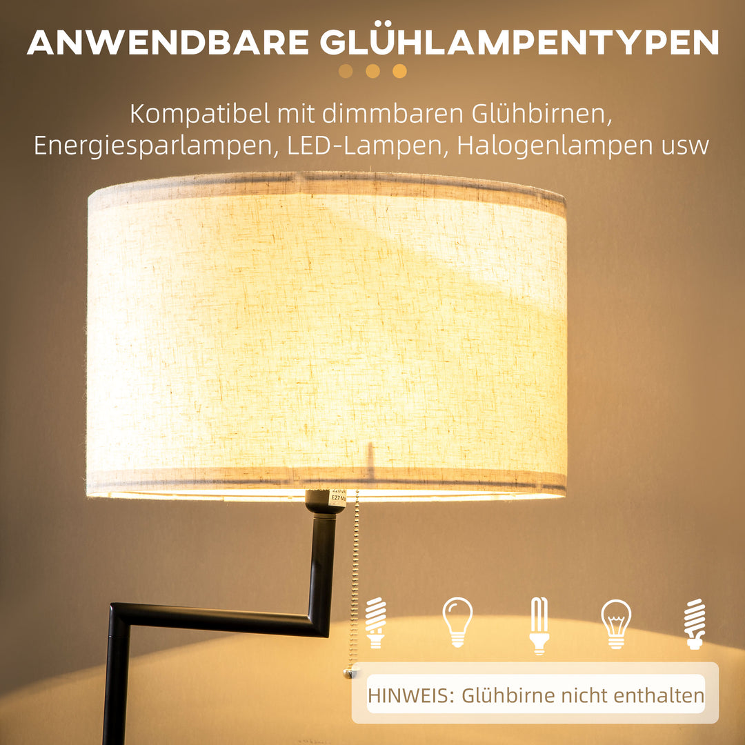 Gulvlampe med hylde, gulvlampe, kædetalje, e 27, 40 w, bambus, natur + sort