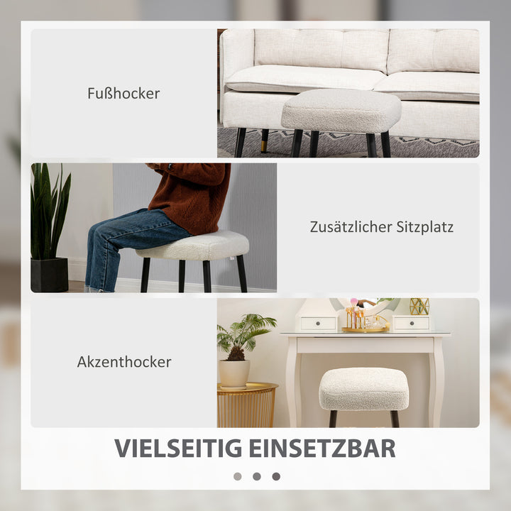 Skammel, fodstøtte, polstret sæde, kashmirlook, stålben, 42 x 42 x 47 cm, lysegrå