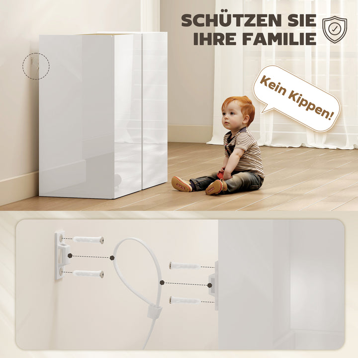 Kommode, skænk med soft-close låger, justerbar hylde, til stue, køkken, spisestue, hvid