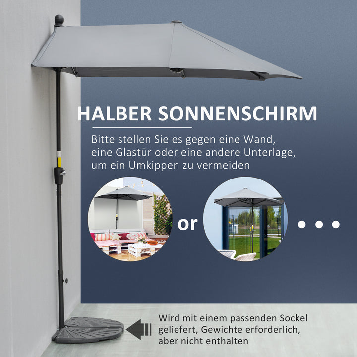 2 x 2 m parasol, halvrund parasol, balkonparasol med holder, vandafvisende til have, terrasse, gårdhave, 100% polyester, mørkegrå