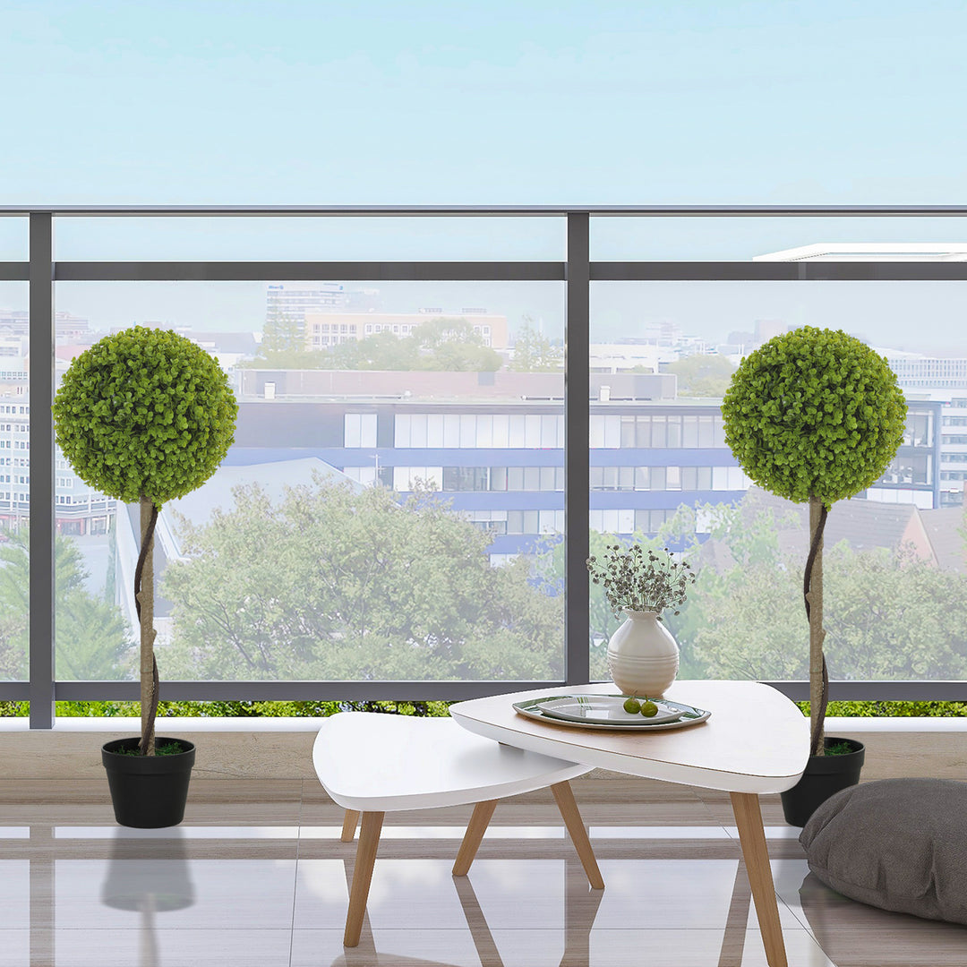 Kunstigt eukalyptustræ, sæt med 2, inklusive potte, nem at pleje, 90 cm