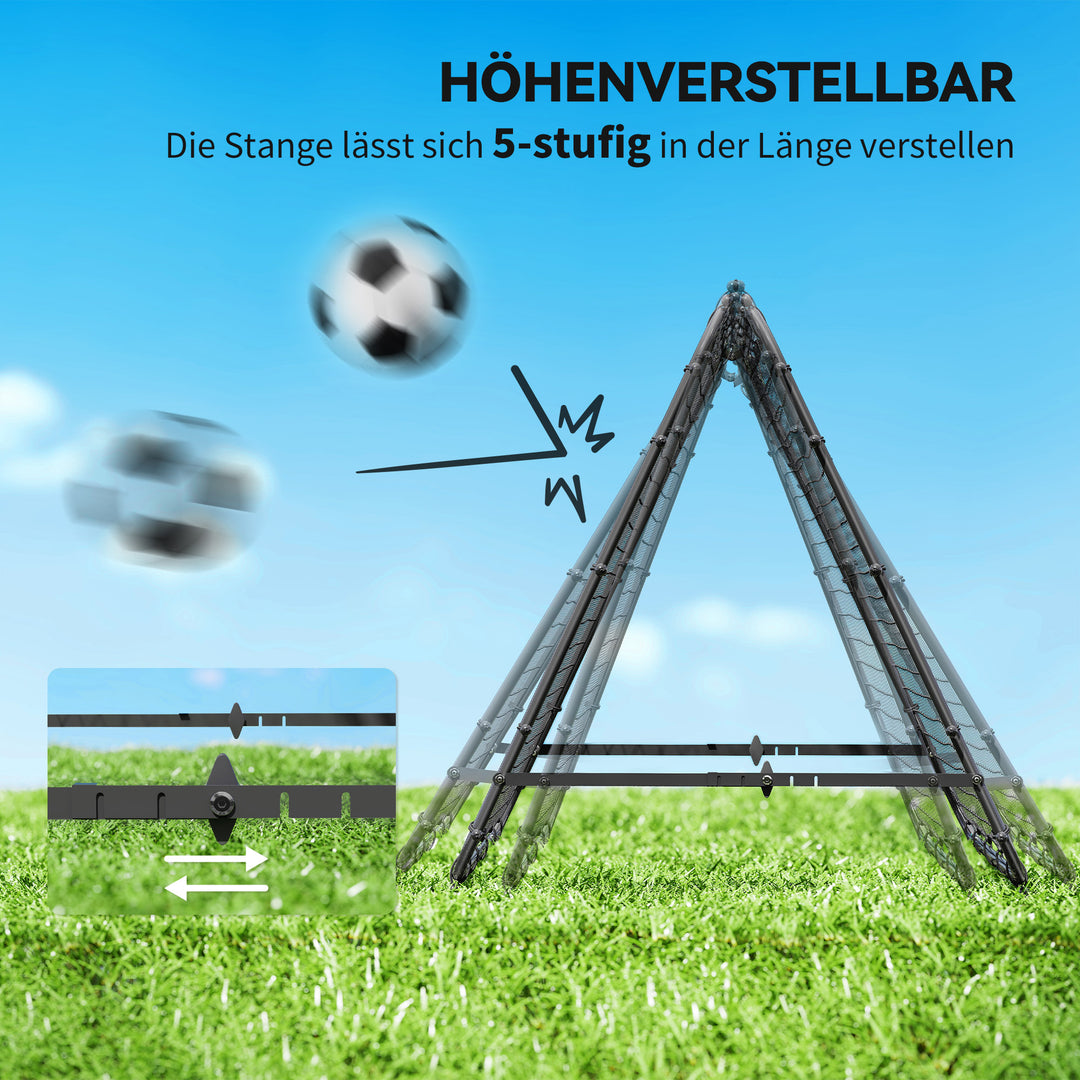 Fodboldmål, justerbart, foldbart, metalramme, 100 x 95 cm, sort