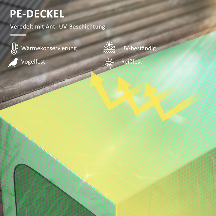 Lean-to drivhus med kold ramme, rulleporte, vejrbestandig, 200 cm x 80 cm x 200 cm, grøn