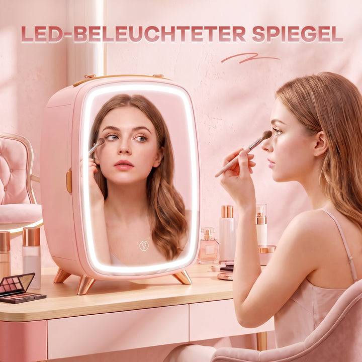 Minikøleskab 6 liter LED spejl kosmetikkøleskab pink