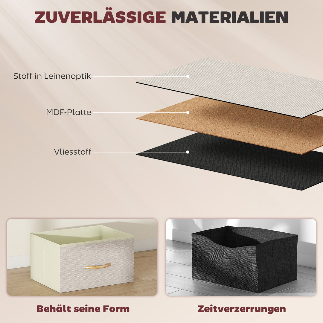 Kommode med 5 skuffer i fiberdug med kroge, beige