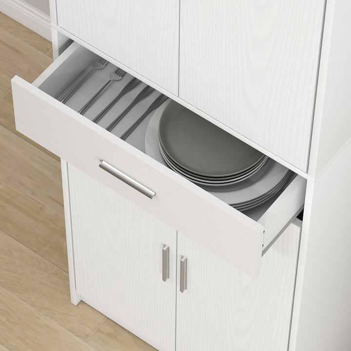 Køkkenskab, 3-lags justerbare hylder, spånplade, mdf, masser af opbevaringsplads, hvid