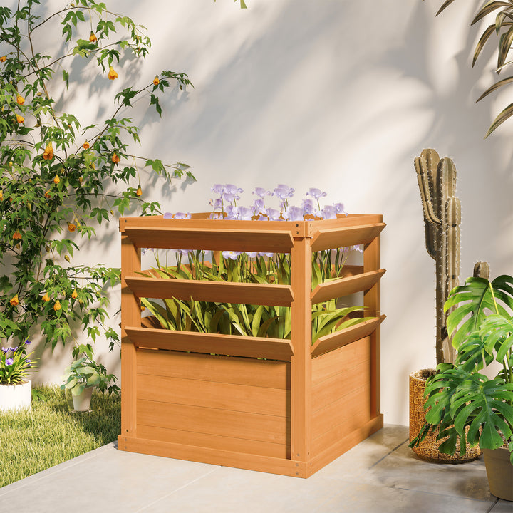 Højbed med espalier, espalier blomsterkasse træ 65 x 65 x 60 cm karamelbrun