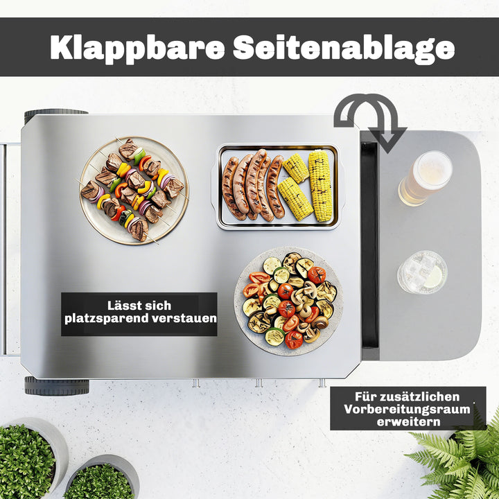 Køkkenvogn med hjul, serveringsvogn med kroge, papirrulleholder, affaldsposestativ, rustfrit stål, 115 x 67,5 x 80,5 cm, sort