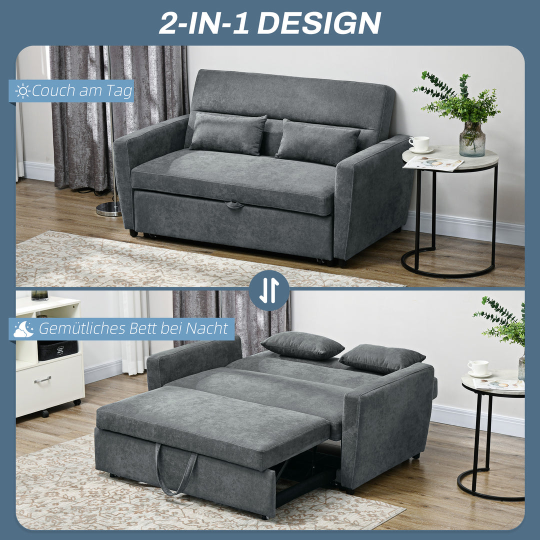 2-Personers sovesofa, udklappelig, op til 200 kg, træramme, 155 x 90 x 88,5 cm, mørkegrå