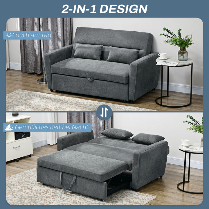 2-Personers sovesofa, udklappelig, op til 200 kg, træramme, 155 x 90 x 88,5 cm, mørkegrå