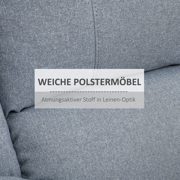 Manuel tv-lænestol med lænefunktion, linnedlook, tv-stol med sidehåndtag, fodstøtte, lasteevne op til 150 kg, til stue, lysegrå