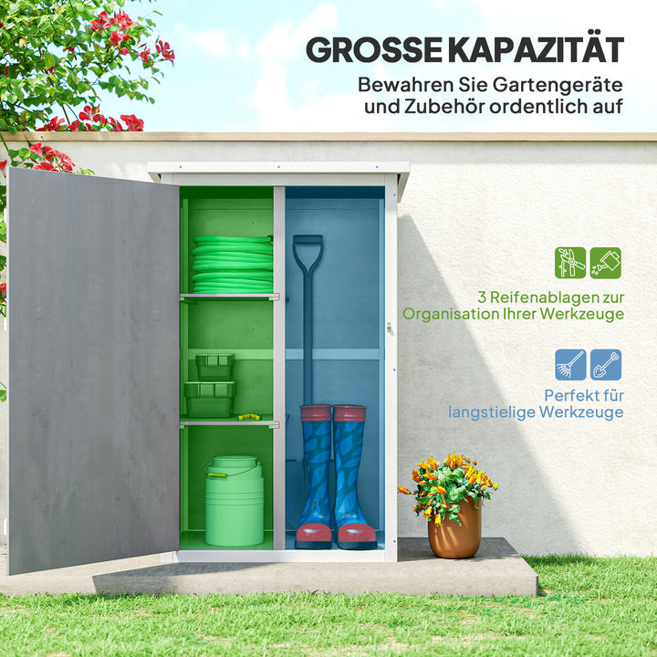 Redskabsskur med hylder vejrbestandig 75 x 56 x 115 cm grå