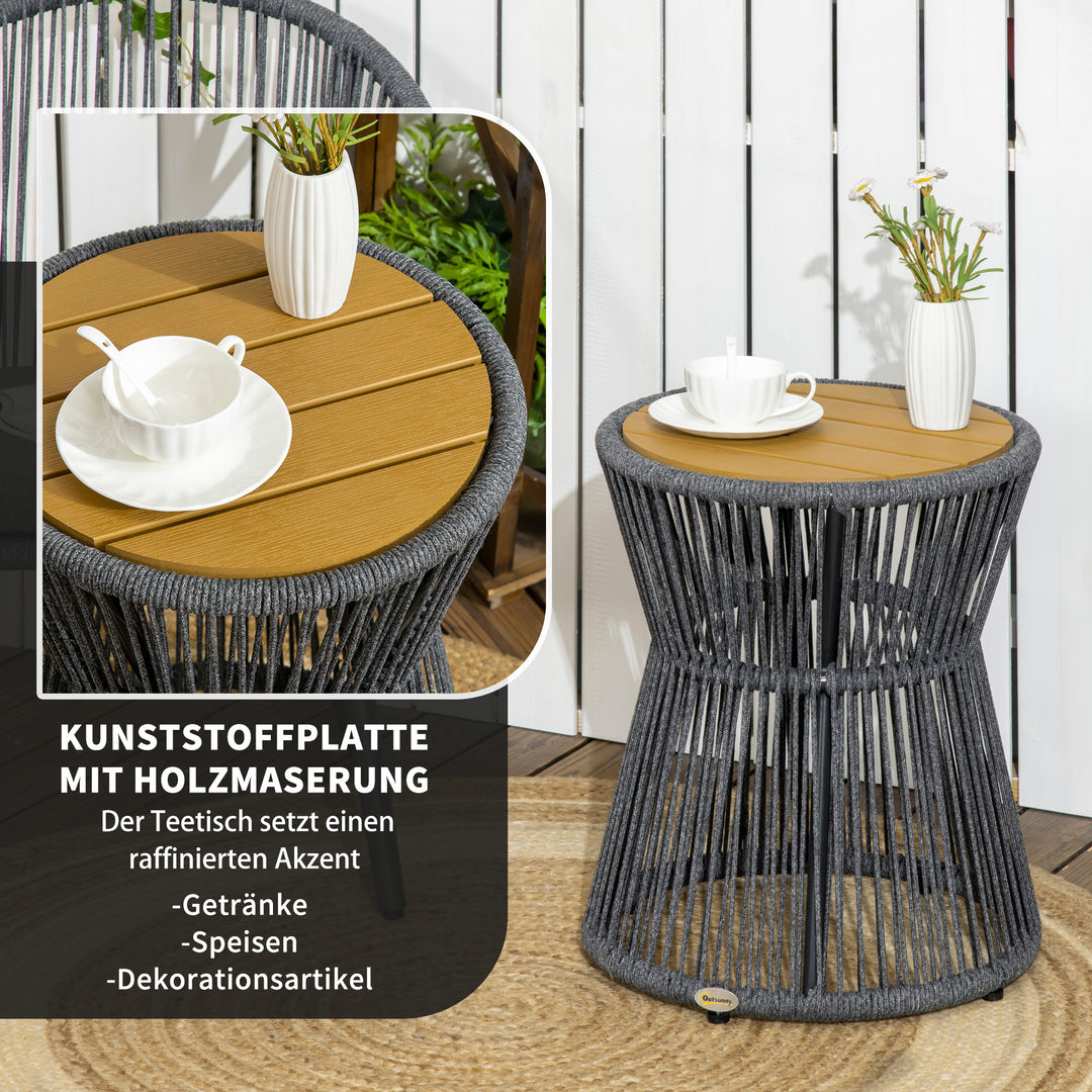 Havebord i bohemestil, vejrbestandigt, PE-rattan, 39 cm x 39 cm x 49 cm, sort + natur