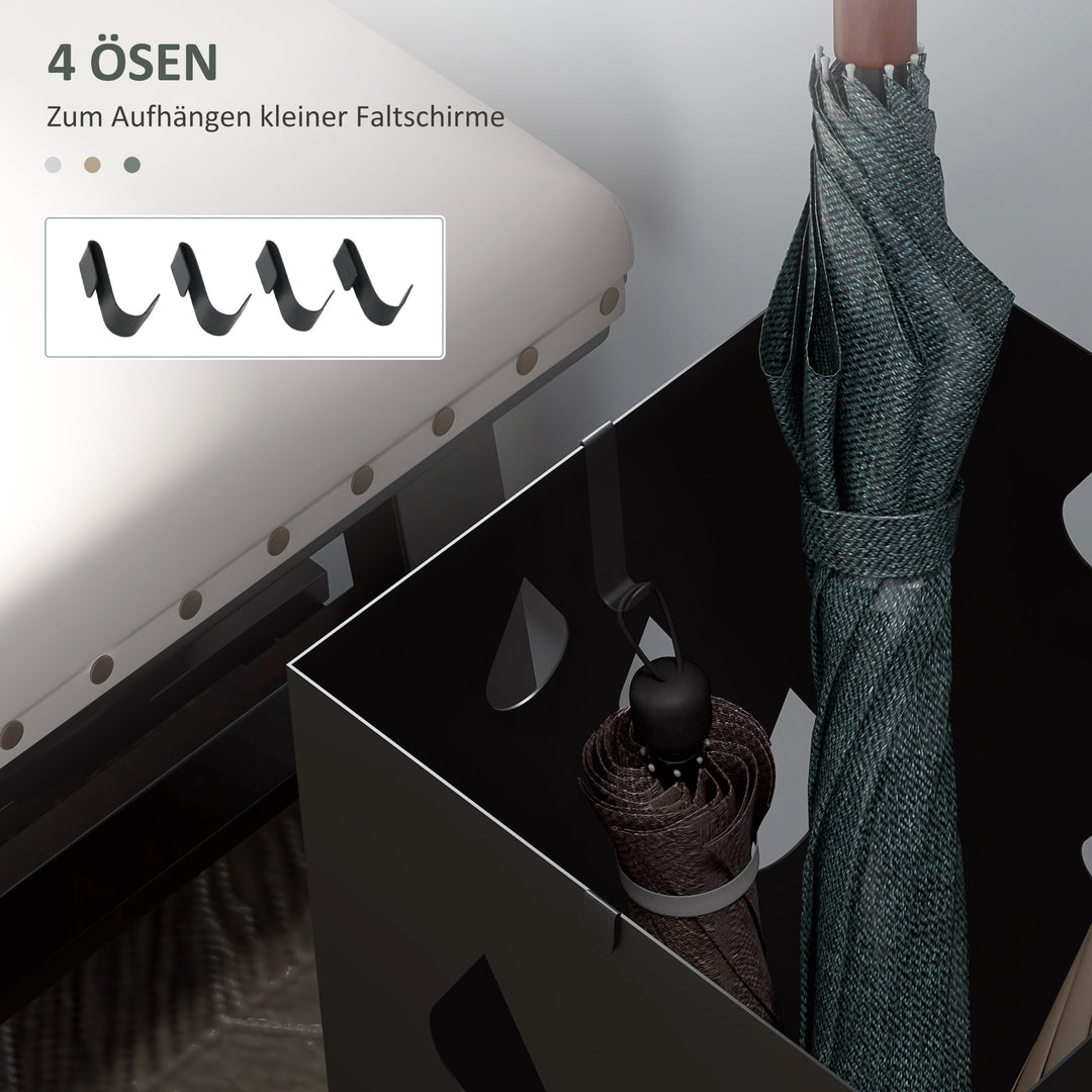 Paraplystativ, 4 kroge, drypbakke, stål, sort