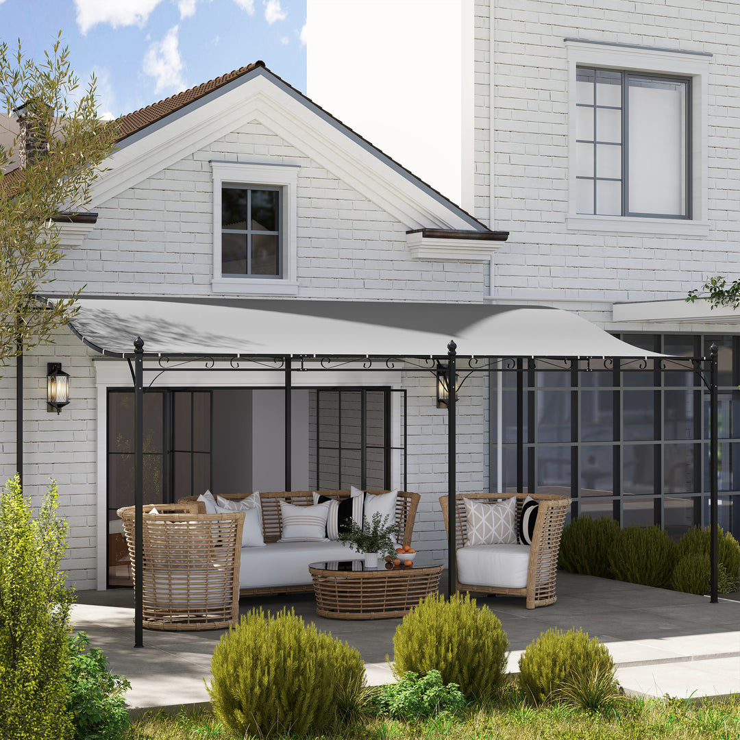 3 X 5 m pergola, fleksibelt havetag med vandtæt presenning og metalramme, skygge, mørkegrå