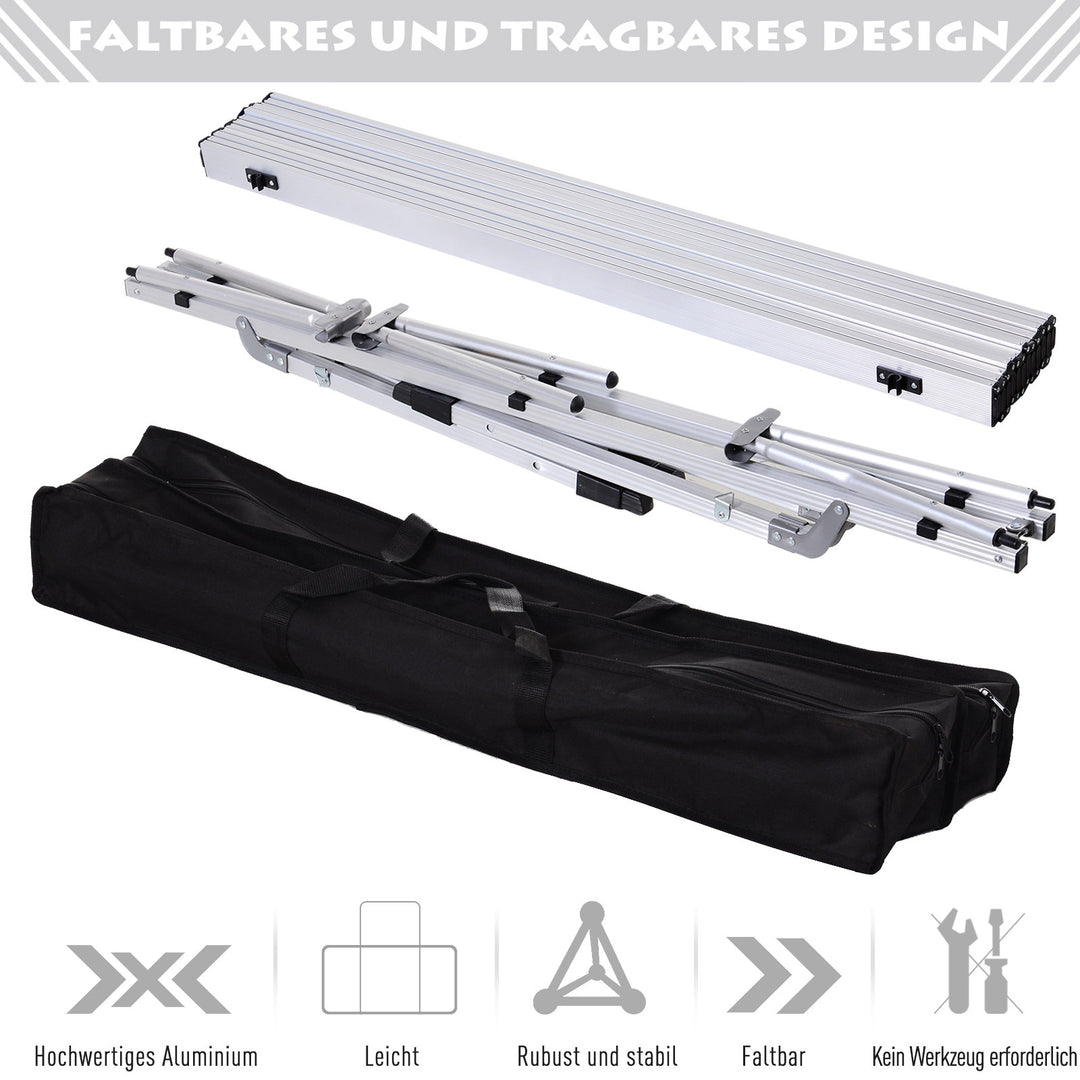 Picnic klapbord, sammenklappeligt bord, højdejusterbart campingbord, inkl. bæretaske, aluminium, sølv, 120 x 69 x 59-78 cm